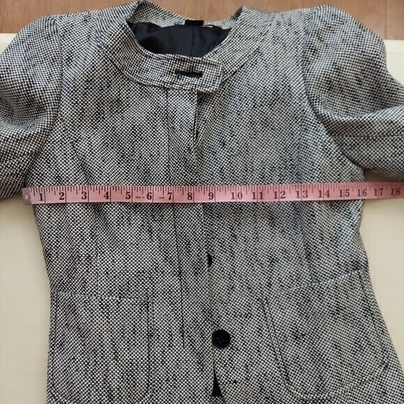 Ellen Tracy Blazer Jacket Grey Tweed 3/4 Sleeve Academia Sz 0 - Picture 5 of 10